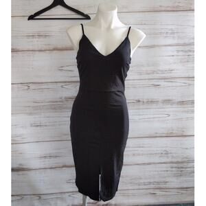 Aqua Black Slit Sheath Spaghetti Strap dress New Medium